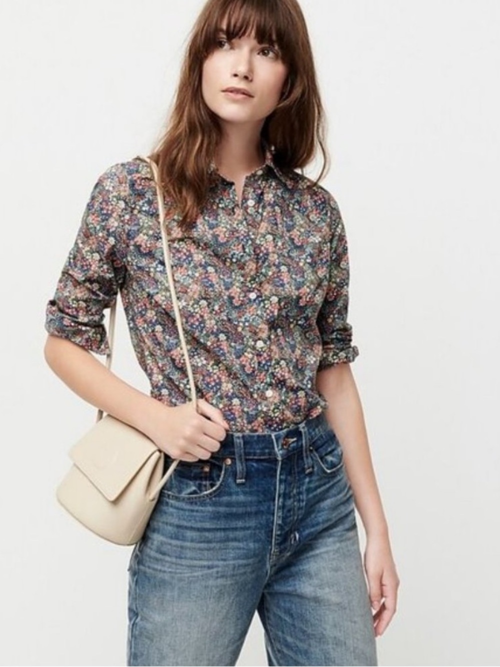 J. Crew Liberty London Perfect Shirt Elderberry Floral Size 2 Cottagecore Preppy - Picture 2 of 15
